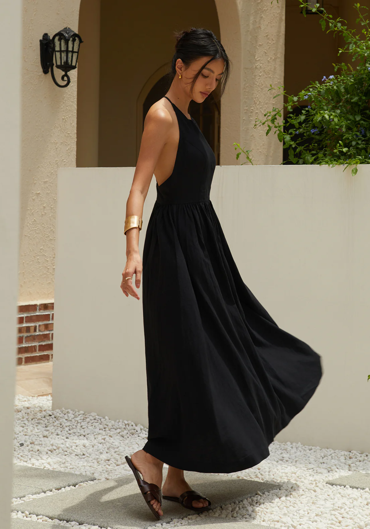 Effen halter maxi-jurk