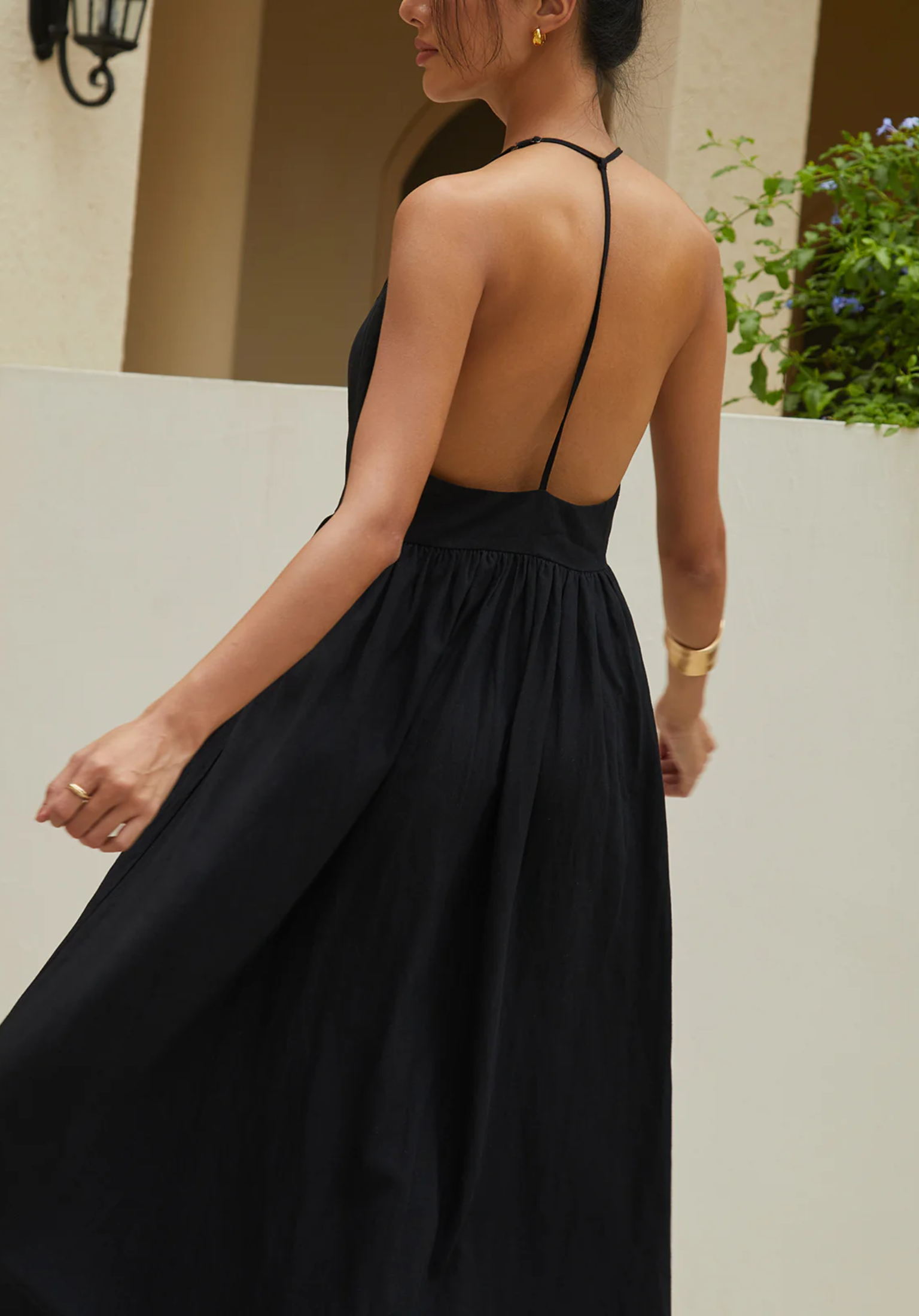 Effen halter maxi-jurk