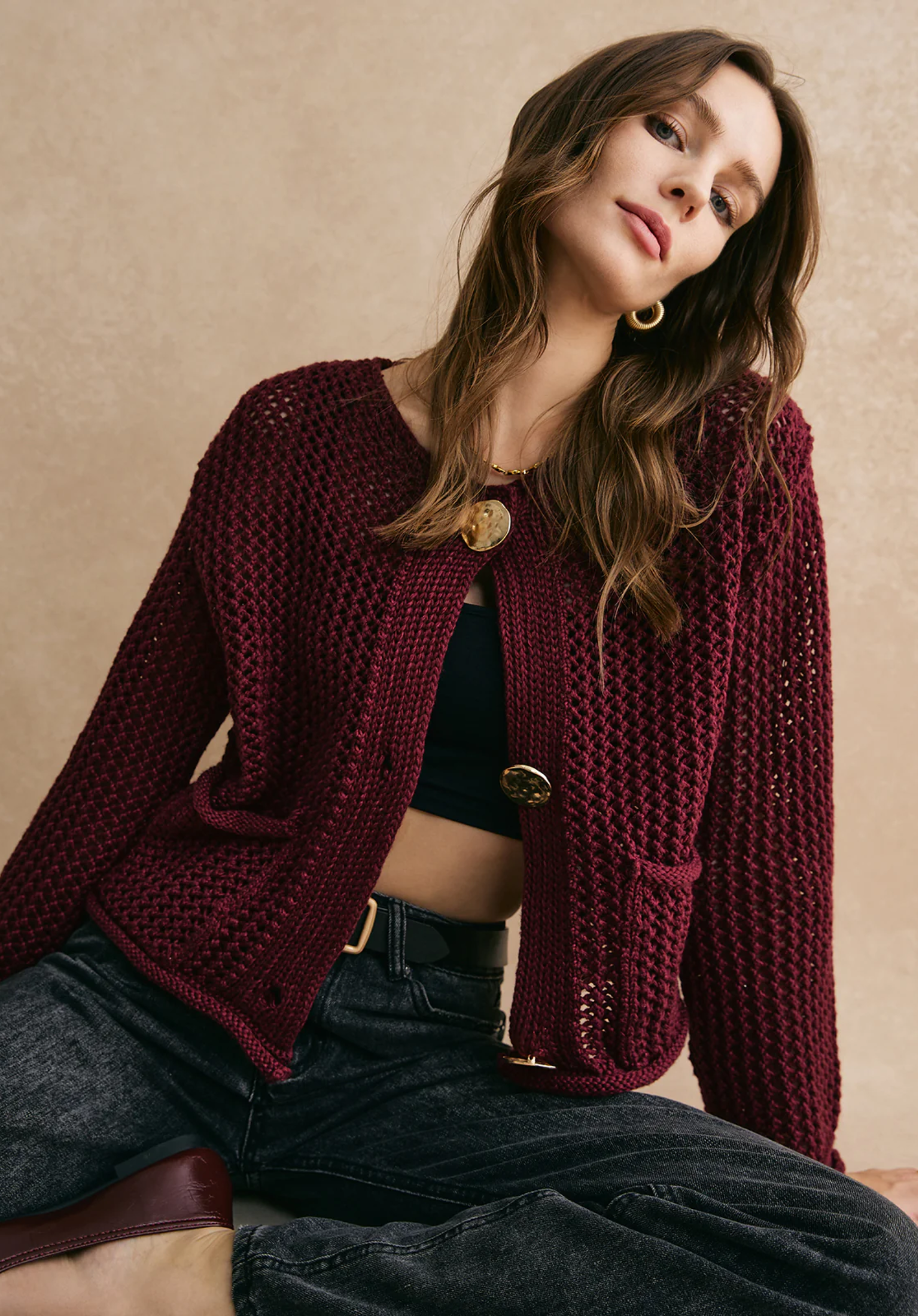 Zware gebreide cardigan